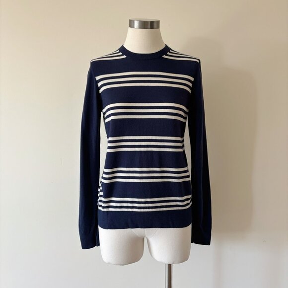Theory wool sweater striped white blue - Picture 1 of 9